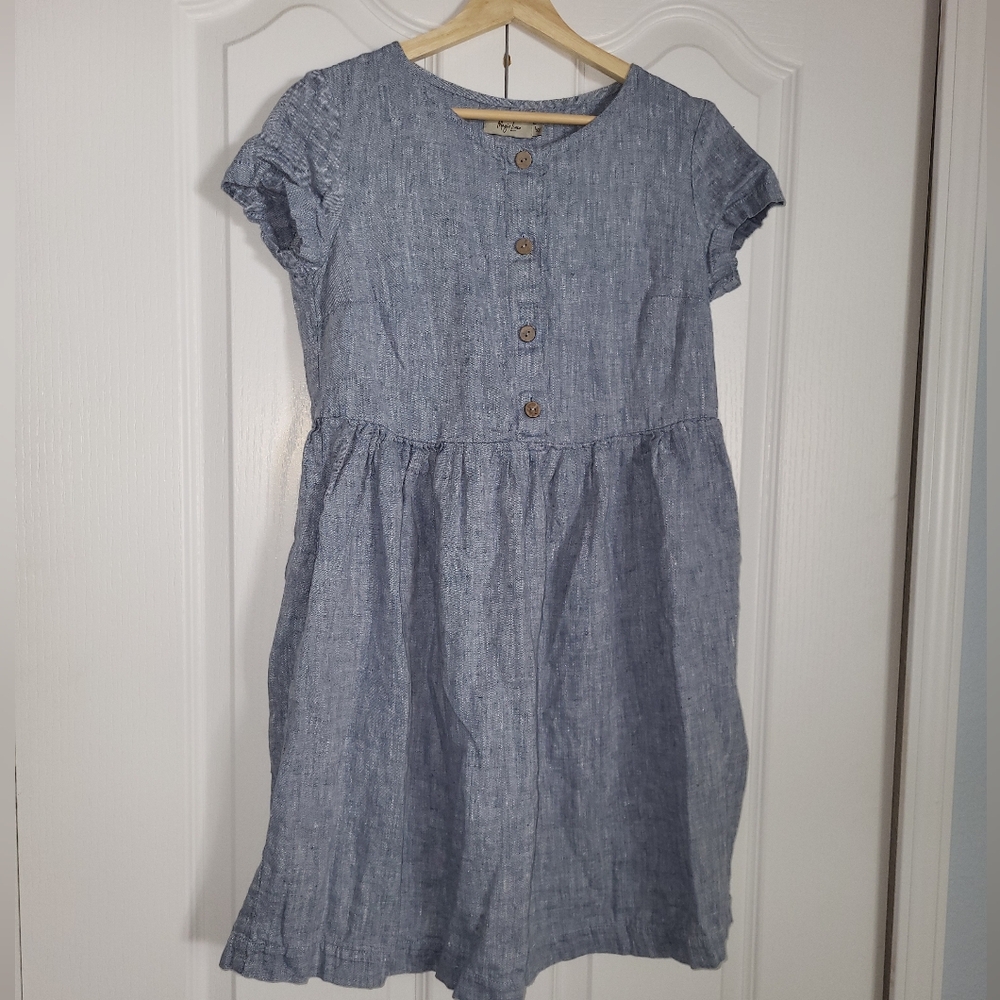 Magic Linen 100% Linen Dress Denim Chambray Blue Size XS - Picture 2 of 2